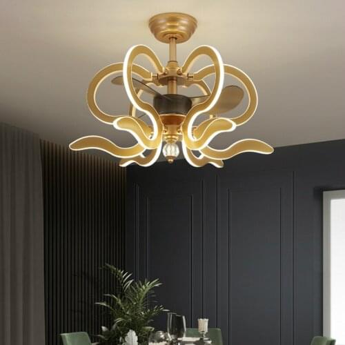 110V/224V LED Ceiling Fans Light Living Room Dining Room Bedroom Invisible Frequency Conversion Nordic Ceiling Fans with Lights