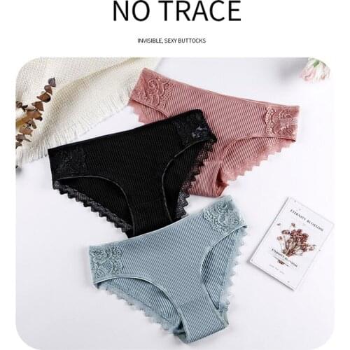2pcs Sexy Lace Briefs Cotton Low Waist Underwear Panties Women Womens Underpants Pants Female Underwear Underpants For Women