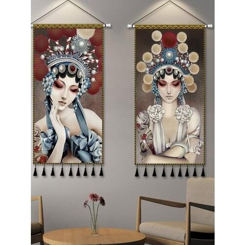 Chinese style Peking Opera Tapestry Aesthetic Hanging Wall Room Decoration Background Cloth For Girls Bedroom New 2021