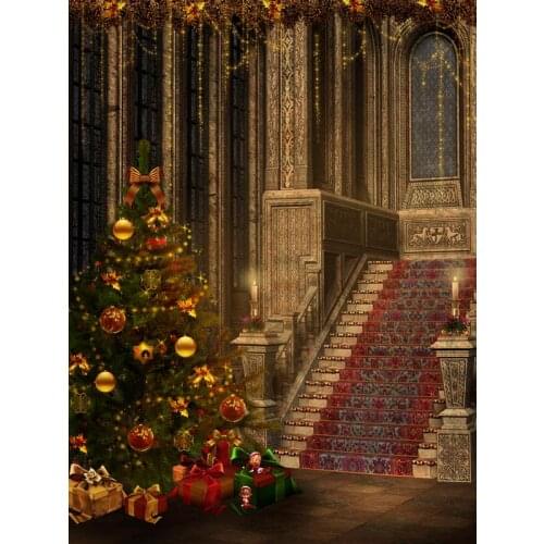 VinylBDS christmas backdrops photography The Christmas tree hall child 5x7ft(1.5x2.2m) fotografie ZJ