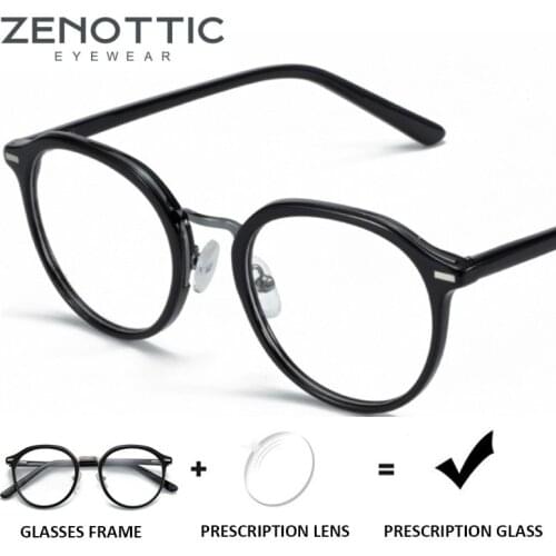 ZENOTTIC Acetate Round Prescription Glasses Frame Women Men Blue Ray Photochromic Eyewear Optical Myopia Progressive Eyeglasses