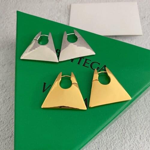 AOMU 2021 New Simple Geometric Trapezoidal Triangle Metal Earrings Female Drop Earrings Punk Hip Hop Jewelry For Women