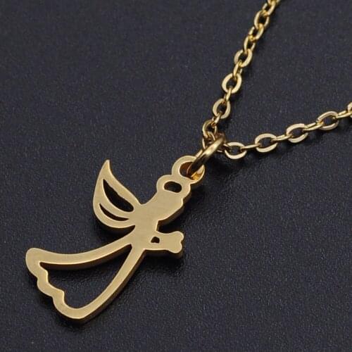 Angel Stainless Steel Charm Necklace for Women Fashion Jewelry Necklaces Dainty Steel Necklaces Dropshipping Accept OEM Order