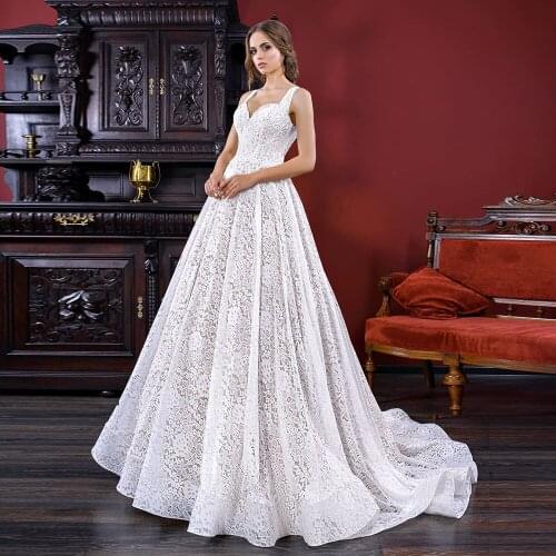 New Arrivals Sweetheart Neck Tank Shoulder Open Back Lace Wedding Dress A-line Plus Size China Shop Online Vestido Boda