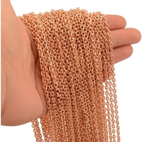 1.5-3mm Fashion Womens Jewelry Wholesale Bulk Rose Gold Stainless Steel Welding Strong Thin Rolo O Link Chain in Meters