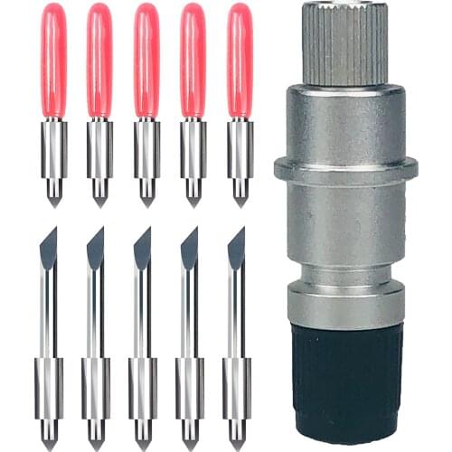 10pcs 45 Degree Graphtec CB15 Plotter Vinyl Cutter Knife Blades for Silhouette Cameo +1pc Blade Holder Engraving Tool Sharp