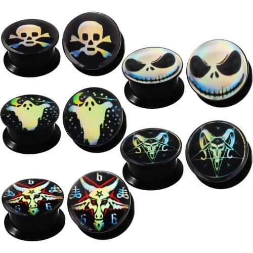 Fanpeijy 2pcs Internally Threaded Acrylic Flesh Tunnels Screw Black Logo Ear Plug Gauge Lobe Expander Stretcher 4-16mm Piercings