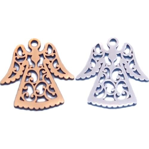 5pcs/lot Angel Wing DIY Charms Wholesale 100% Stainless Steel Gold Angels Jewelry Making Necklace Earrings Pendant Women Gifts