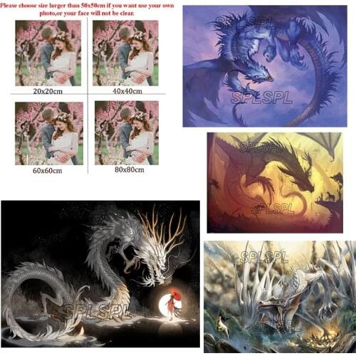 5D Diy Diamond Painting Dragon Warrior Full Drill Cross Stitch Kit Mosaic Home Decoration Can Be Customized Rhinestones