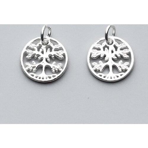 925 Sterling Silver Round Circle Tree Dangle Charms 13x13mm Hollow Out Craft Pendants Beads Fit Original Bracelets DIY Jewelry