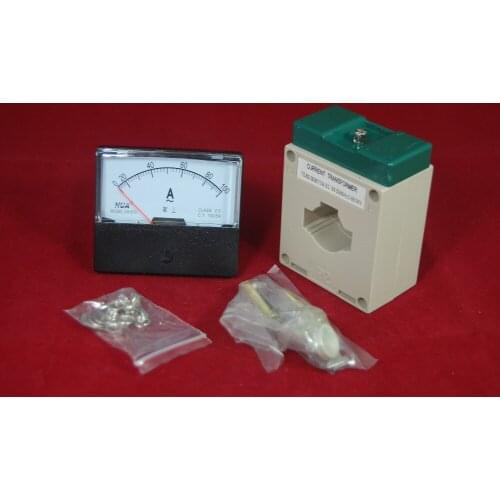 1PC AC 0-100A Analog Ammeter Panel AMP Current Meter 670 60*70mm 100A AC with transformer