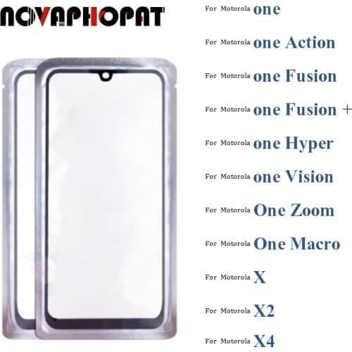 Black Digitizer LCD Sensor Glass For Motorola Moto One Action Fusion Plus + Hyper Touch Screen Glass lens Panel With OCA