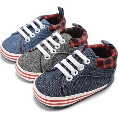 Baby Shoes Toddler Walking Shoes Newborn First Walkers Children Boys Soft Anti-Slip Sole Denim Sneaker Infant Prewalker