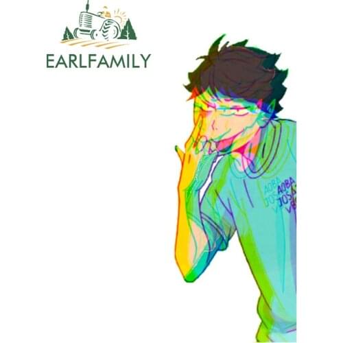 EARLFAMILY 13cm x 5.4cm for Oikawa Tooru Haikyuu Peeker Funny Car Stickers Sunscreen Decal Refrigerator Bumper Vinyl Car Wrap