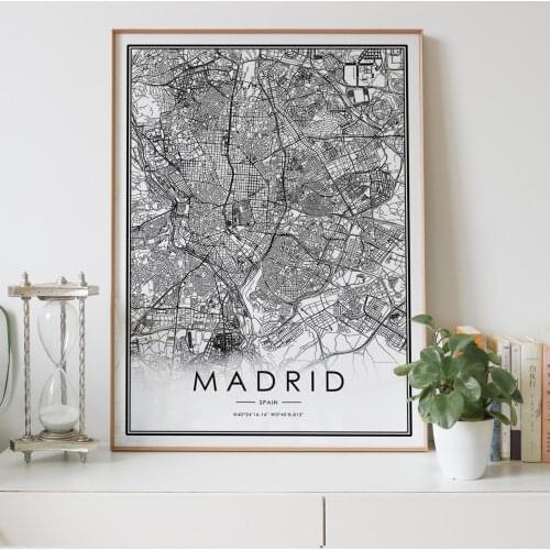 MADRID city map Nordic Living Room Decoration Canvas Poster Modern Home Decor Art Print Painting