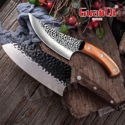 Handmade Forged High Carbon Steel Kitchen Knife Chef Slicing Knife Fish Filleting Knife Meat Cleaver Butcher Knife Cooking Tools