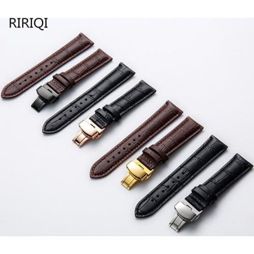 Correa de cuero curvo hecha a mano 14 16 18 19 20 21mm para Tisssot correa de reloj correa de acero hebilla pulsera de muñeca