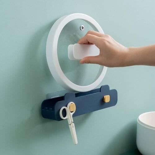 Kitchen Bathroom Wall-mounted Pot Cover Rack Kitchen Tool Storage Accessories Organizer Kitchenware Rack Chopping Board Shelf
