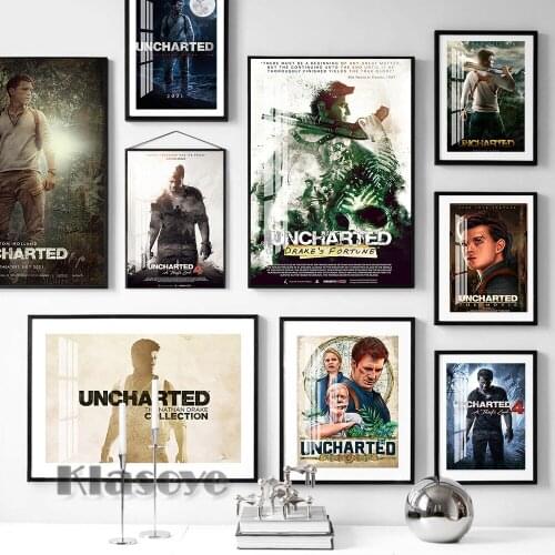 Uncharted Classic Video Game Anime Retro Canvas Painting Poster Wall Stickers Bedroom Sofa Room Art Prints Home Decor Fans Gift