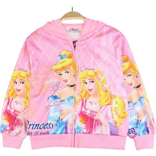 Disney 2021 New Spring And Autumn Girls Jacket Baby Childrens Hooded Kids Coat Clothing Fashion Anime Clothes 2-8 Years Old
