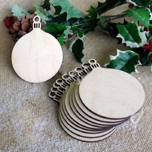 New Arrival 10Pcs Christams Hanging Pendant Decorative 3mm Laser engraving laser Wood piece Solid Color DIY Party Accessories