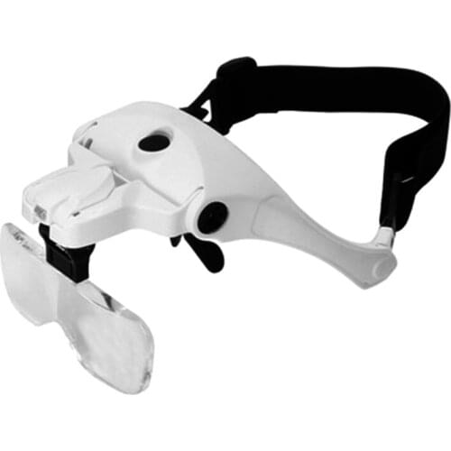 Head-Mounted Rechargeable Magnifying Glass with LED Light, with 5 Groups of Replaceable Lenses, Used for Watch Repair
