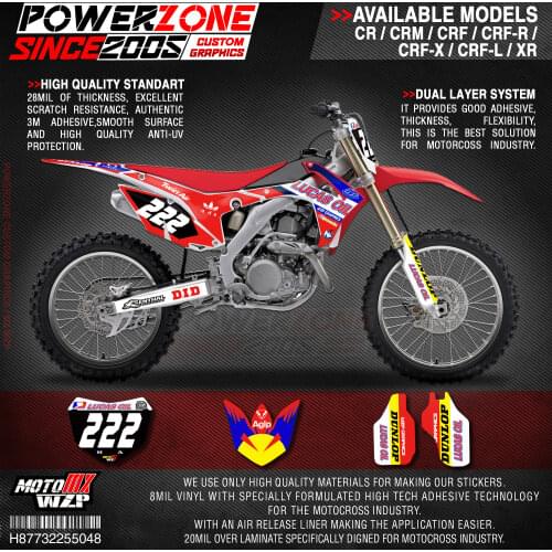 PowerZone Custom Team Graphics Backgrounds Decals 3M Stickers Kit For HONDA CRF250R 2010-2013 CRF450R 2009-2012 048