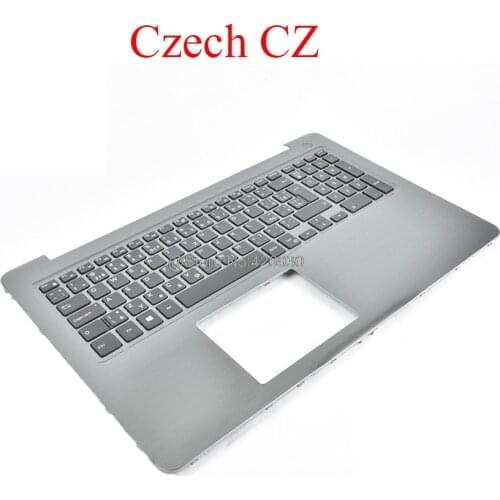 Laptop Palmrest For DELL For Inspiron 15 5565 5567 P66F 0PT1NY PT1NY Gray with Czech CZ keyboard upper case new