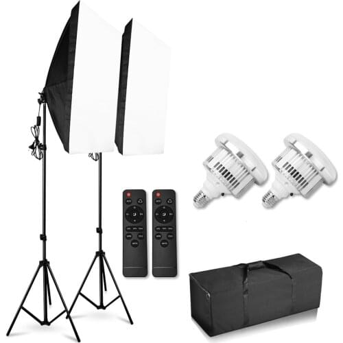 85W 5500K-3200K Dimmable LED Video Light Softbox Studio Continuous Lighting Kit 2m Light Stand Remote Control For Photo Studio