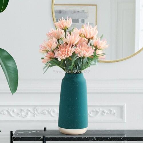 Modern Ceramic Flower Vase Gold Plated Snowflake Vase Water Planting Container Home Decorative Wedding Gift Blue/Green