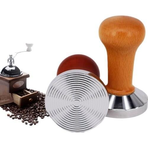 51/54/ 58mm Coffee Tamper Wooden Handle Barista Espresso Maker Grinder Handmade Coffee Powder Hammer Calibrated Pressure Tamper