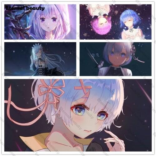 Japanese Style Home Wall Decoration 5D Diamond Starting Life In Another World Embroidery Handwork Full Round Drill Cross Stitch