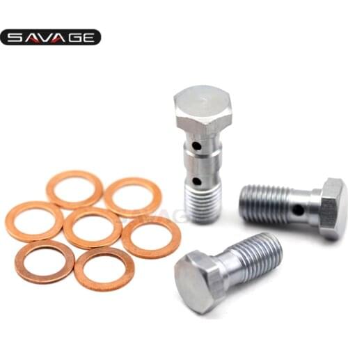 Universal Banjo Bolt Brake Master Cylinder Screw Motorcycle Accessories Oil Hose Adjuster Stainless Steel Short Long Set Hollow