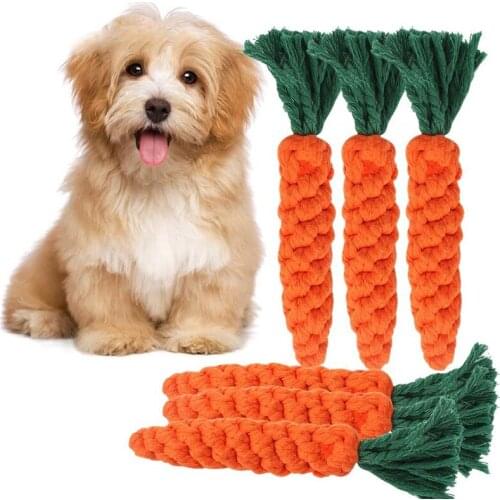 Carrot Shaped Knot Ropes Pet Dog Chew Toys Cat Toy Safe Toys for Small Dogs Molar Biting French Bulldog Husky Dog Accessories