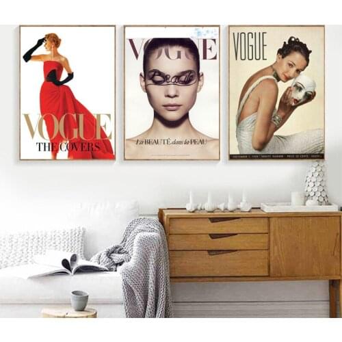 Vintage Vogue Posters Canvas Paintings Woman Picture Home Decoration Painting Wall Art Gallery Living Room Office Interior Decor