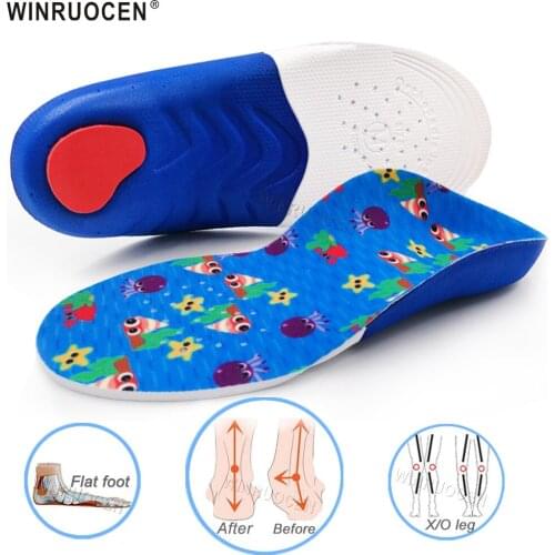 WINRUOCEN Children Orthopedic Insole Professional Arch Support Flat Foot OX-Legs Kids Orthotic Shoes soles Heel Insert Foot Care
