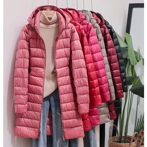 New Winter Plus Size 5XL Women Ultra Light White Duck Down Jackets Casual Long Coat Female Windproof Jacket Remove Hooded Parka
