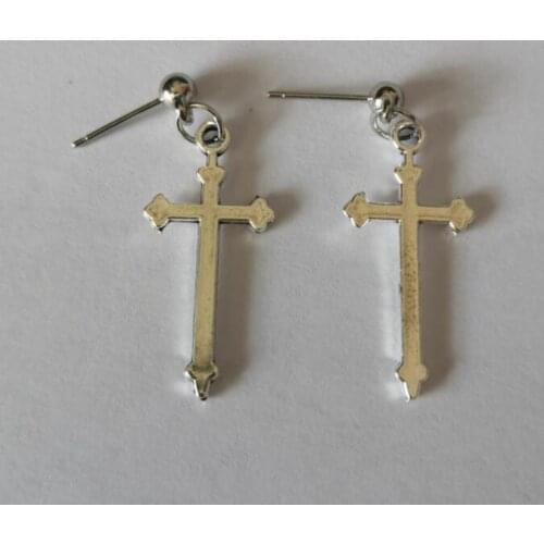 Ex458 European Vintage Punk Personality geometric cross earrings Small round ball earrings female charm jewelry accessories