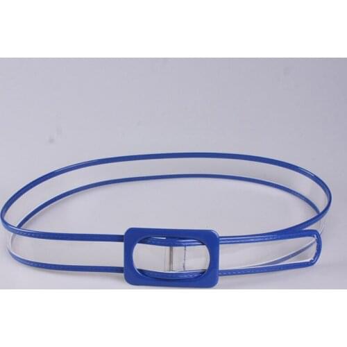Women Long Belt Smooth Transparent Belt Temperament Jewelry Colorful Square Buckle PVC Alloy Waistband Durable Waist Belts