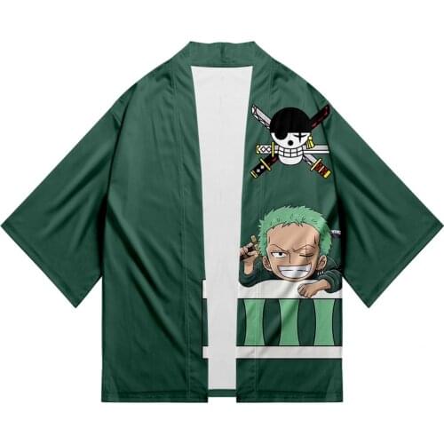 Unisex Kimono Cardigan Top ONE PIECE Roronoa Zoro/ Monkey D. Luffy/Vinsmoke Sanji Cospaly Print Casual Coat for Adult