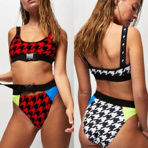 Women Bikini Set Bandeau Bandage Printing Bikini Set Push-Up Padded Bathing Swimwear High Waist Beachwear Swimsuit