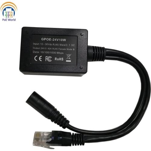 12V-30VDC input Gigabit Power over ethernet injector PoE for Mikrotik/UbNT 24V product from Solar panels Solar charge controller