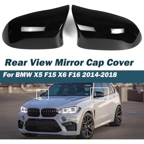 2pcs Black Car Rear View Mirror Cover Caps Car Side Rearview Mirror Cap Covers For BMW X5 F15 X6 F16 2014-2018 Parts styling