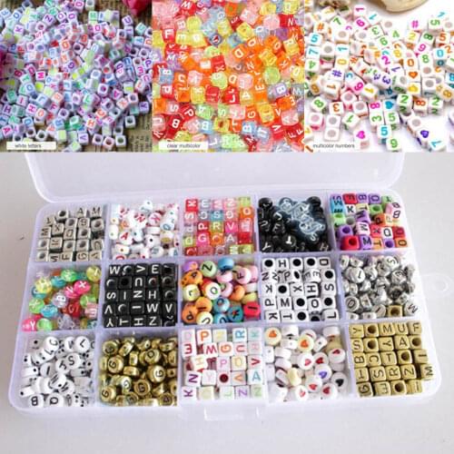 200Pcs Acrylic Cube Beads Jewelry Accessories Pacifier Chain DIY Jewelry Making Early Childhood Beading Keychain Accessories A-Z