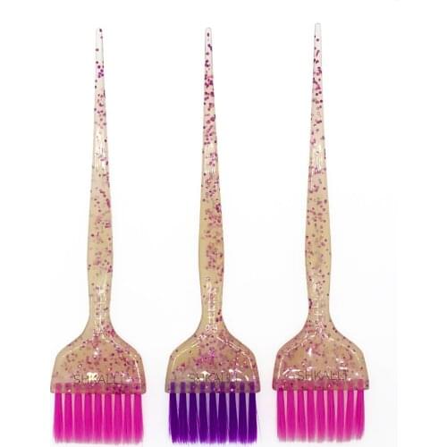 3pcs/set Glitter Hair Dying Brushes 44mm Medium Size Soft Hair Color Tint Perm Highlight Hairbrushes Hairdressing Supplies 1435