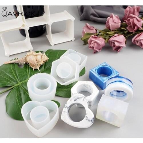 4 Shapes Minimalist Napkin Holders Ring Resin Molds Kit Round Sqaure Heart Hexagon Napkin Buckles Resin Casting Mold Kit