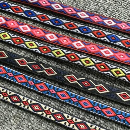 5 YARD 5/8 INCH 14MM Colours Geometry Handmade Jacquard Ribbon Lace QDZDTFZ20080703