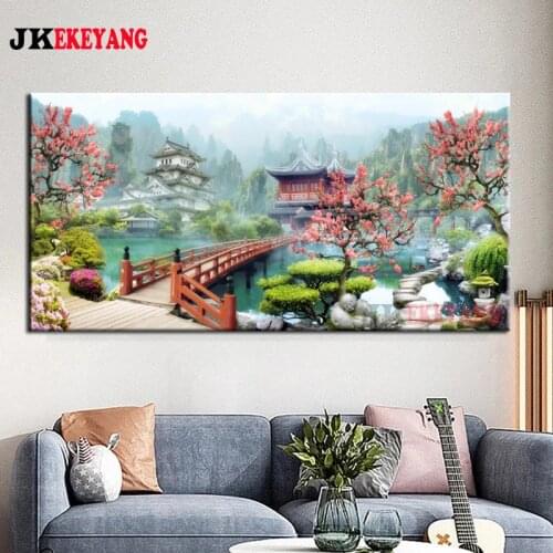 Large 5D Diy diamond painting Lake pavilion Diamond Mosaic Rhinestone Diamond Embroidery cross stitch Y4420
