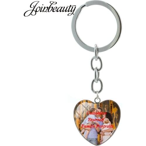 JOINBEAUTY Family Portrait Photo Heart Keychain For Family Christmas Gift Personalise Handmade Unisex Key Ring Jewelry NA01