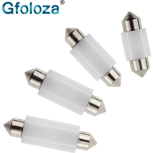 Gfoloza 4Pcs C5w LED Bulbs Ceramic Festoon 31mm 36mm 39mm 41mm LED Car Interior Reading Lamp Trunk Lights Pure White 6000K 12V